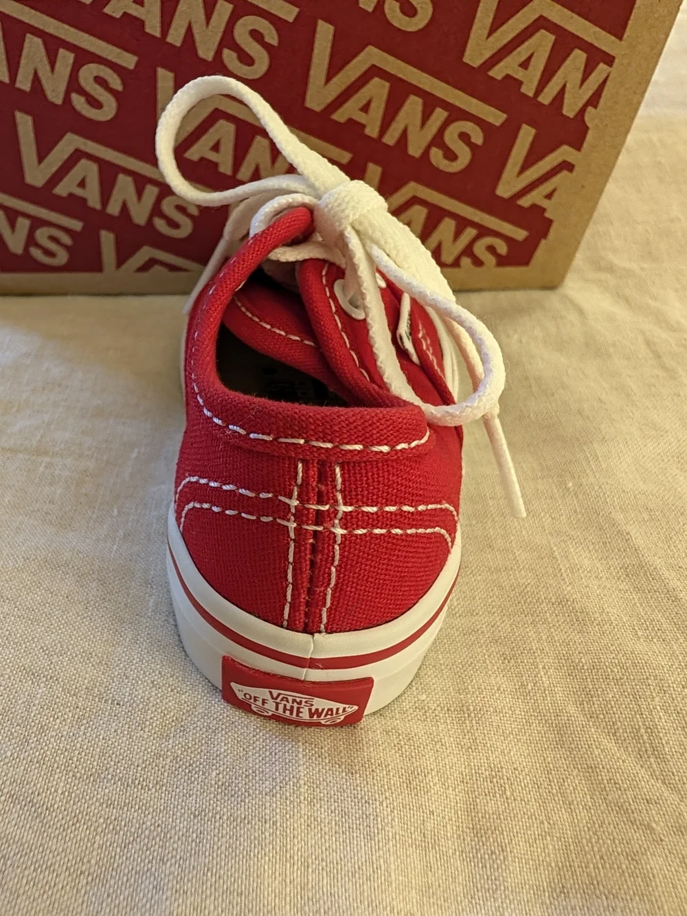 Vans Authentic Red Canvas Toddler Lace-Up Shoes